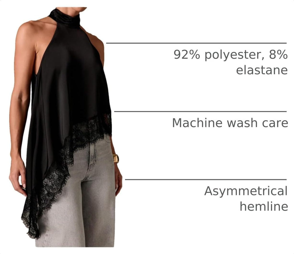 Milumia Women's Halter Neck Top Lace Asymmetrical Hem Going Out Tank Tops