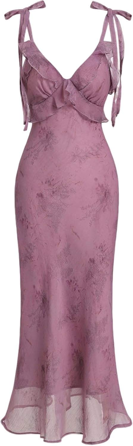 RIHOAS Boho Midi Floral Dress - Elegant Flowy Sundress | Formal-Inspired Outfit for Wedding Guest | Spring Summer Party Dress