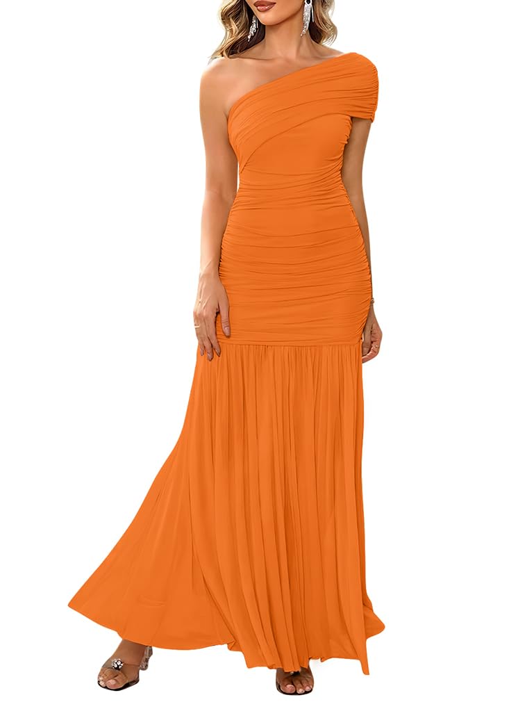 LAGSHIAN Womens Formal One Shoulder Sleeveless Evening Long Dress
