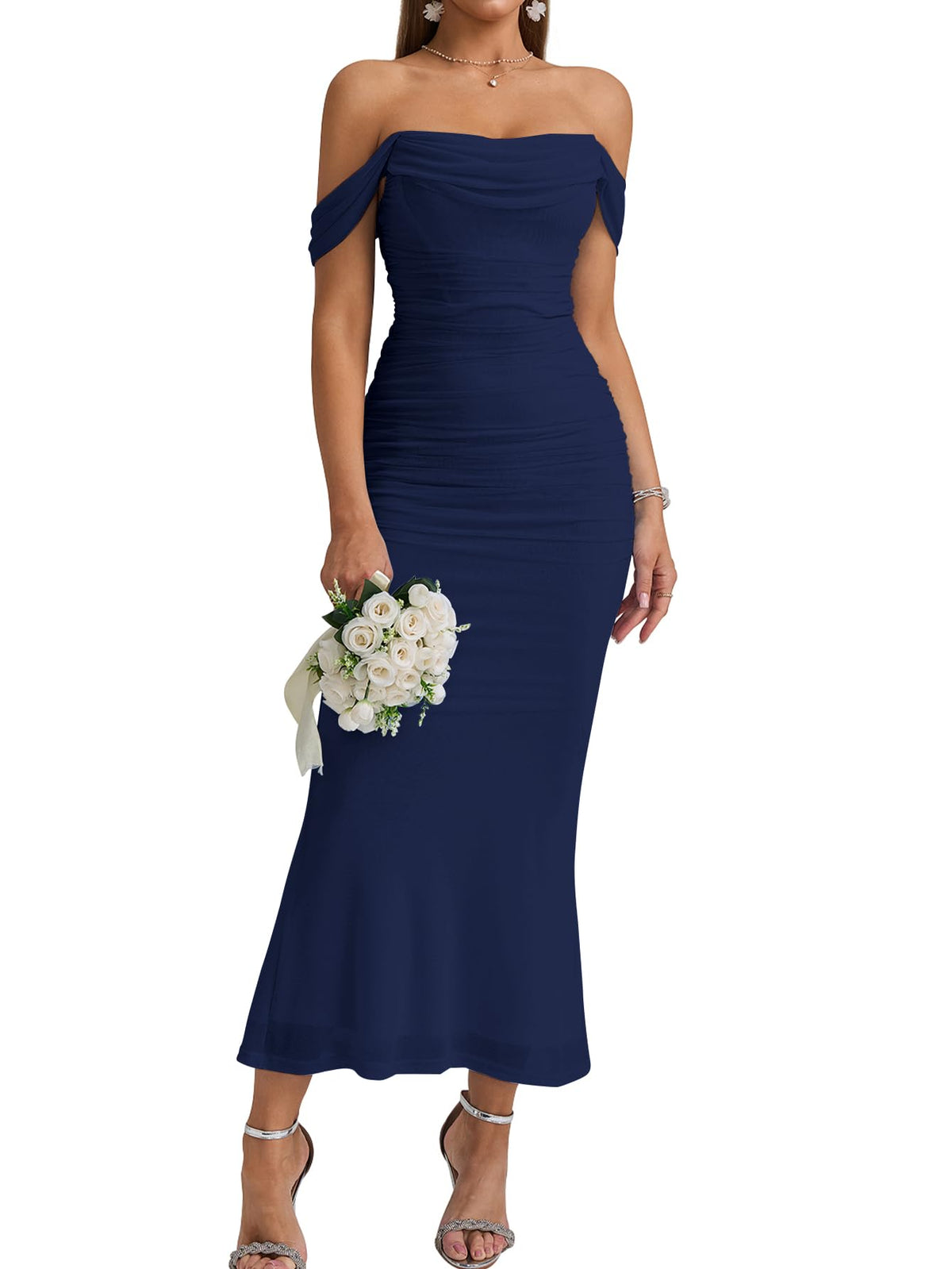 KUTUMAI Women Off Shoulder Maxi Long Corset Formal Wedding Guest Dress