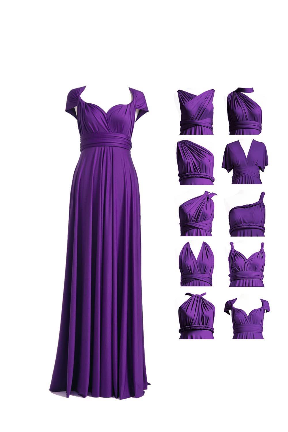 72styles Maxi Infinity Dress for Bridesmaids, Convertible Multi-Way Wrap