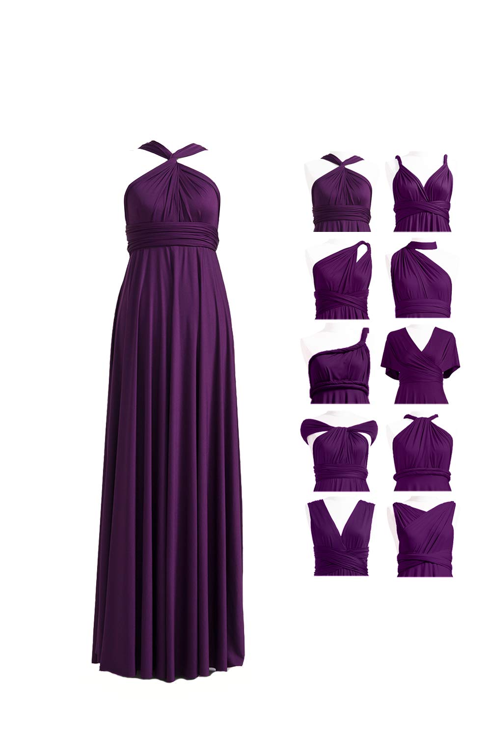 72styles Maxi Infinity Dress for Bridesmaids, Convertible Multi-Way Wrap