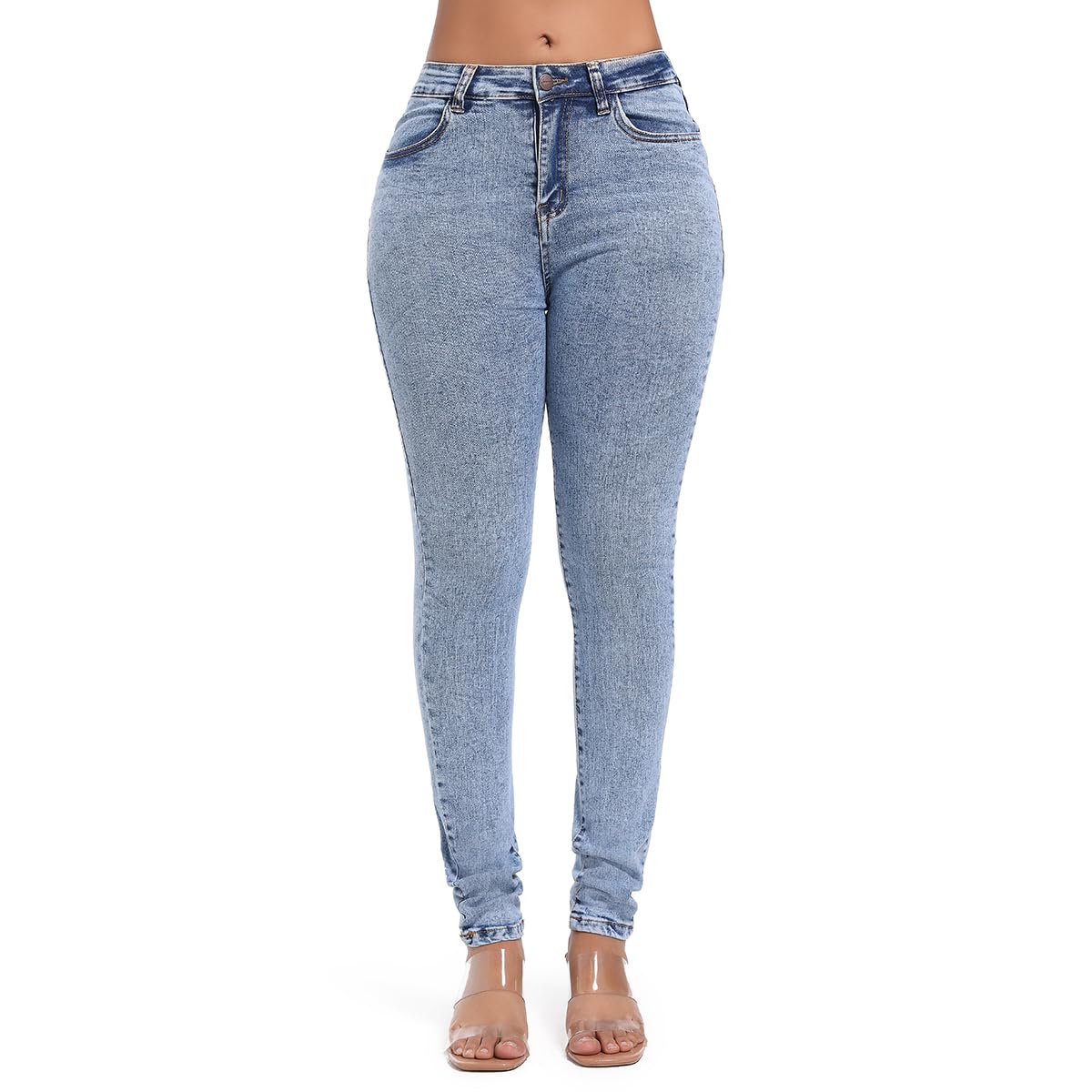 FISCLOSIN Women Colombian High Waisted Butt Lift Skinny Stretch Jeans