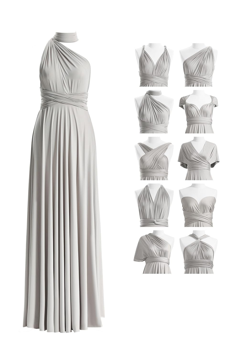 72styles Maxi Infinity Dress for Bridesmaids, Convertible Multi-Way Wrap