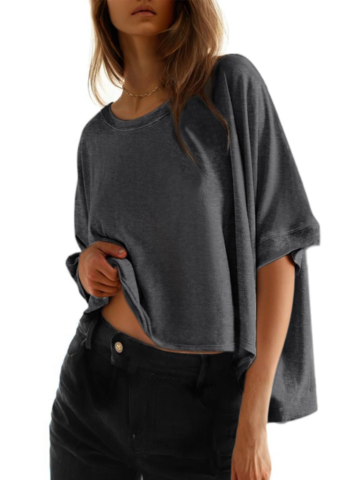 Dokotoo Oversized Tops Summer Shirts 2026 Fall T Shirts for Women Basic Tee