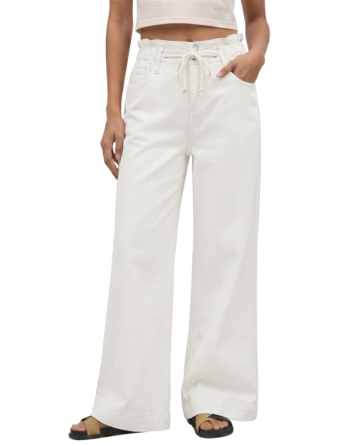 GRAPENT Wide Leg Jeans for Women Stretch High Wasited Elastic Waist Bell Bottom Baggy Y2K Pants