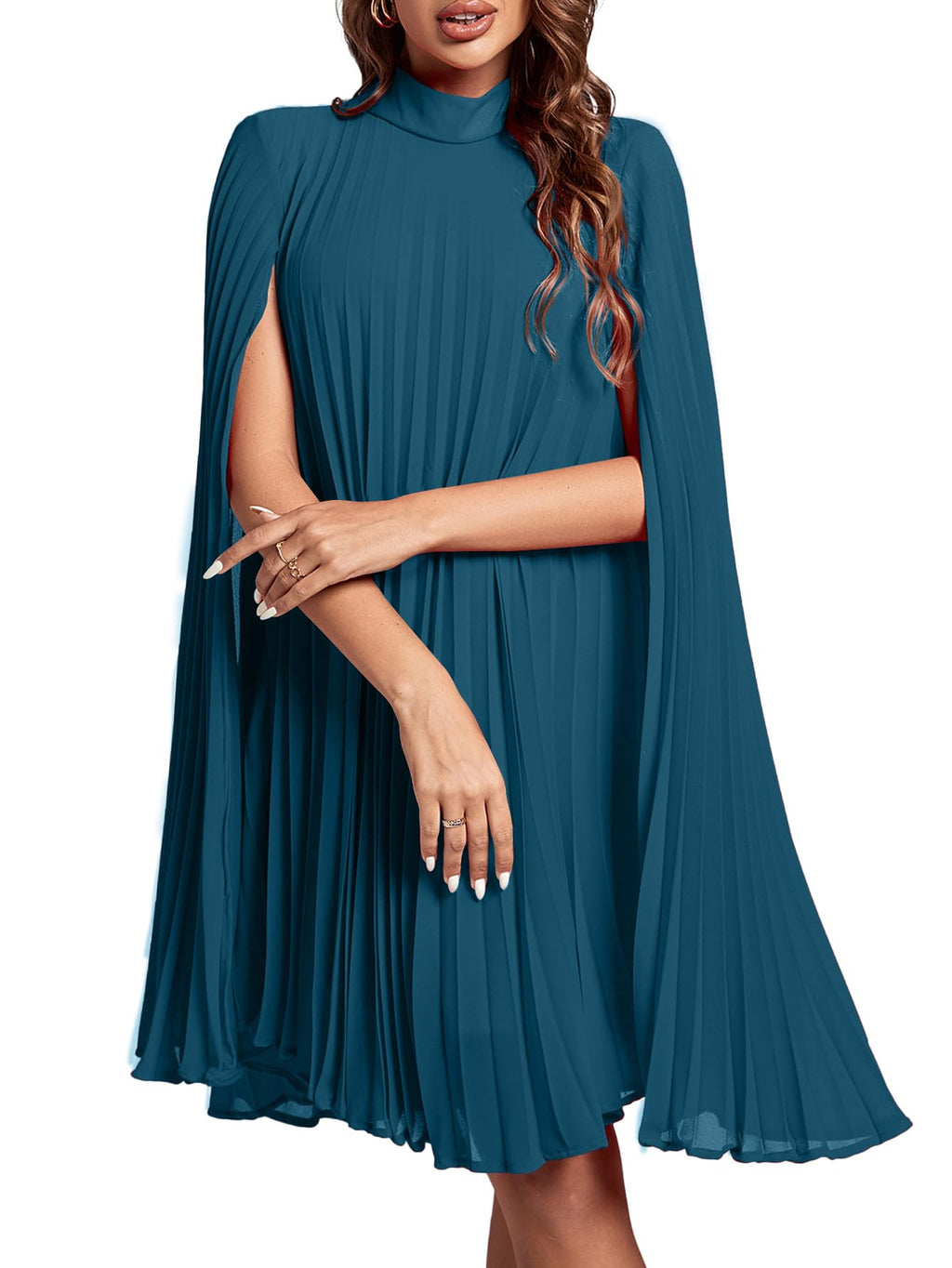 Rooscier Women's Cloak Sleeve Party Midi Dress