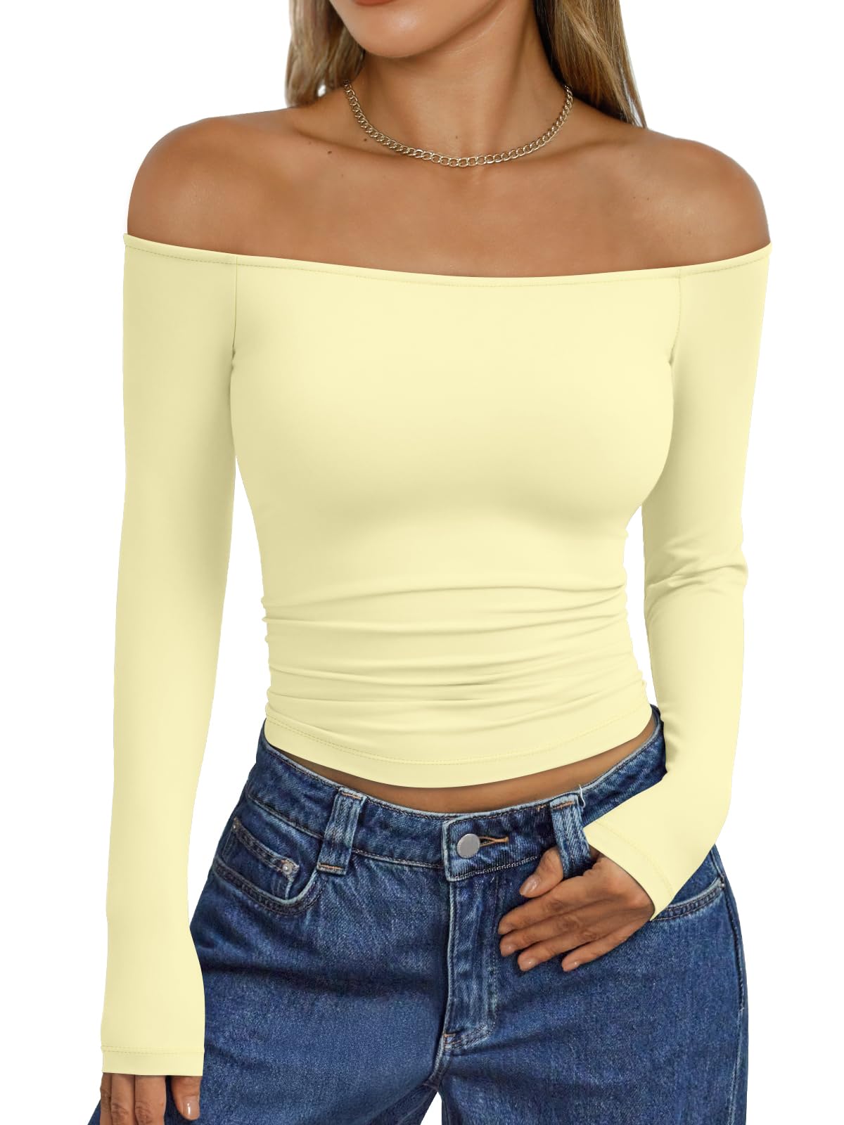 Trendy Queen Womens Off The Shoulder Tops Going Out Basic Sexy T Shirts