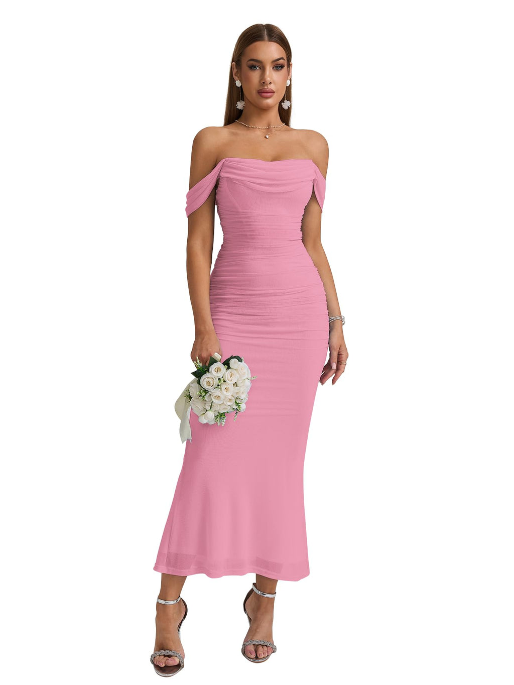 KUTUMAI Women Off Shoulder Maxi Long Corset Formal Wedding Guest Dress