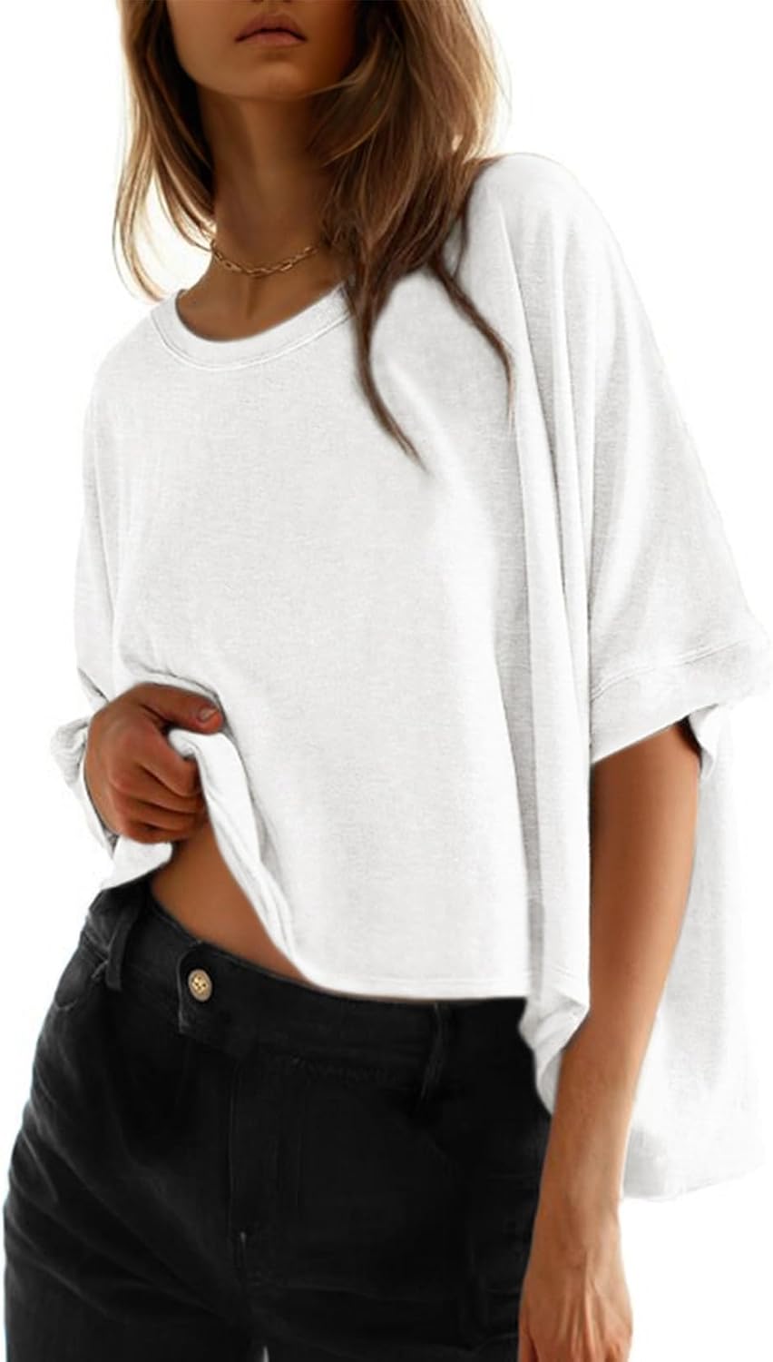 Dokotoo Oversized Tops Summer Shirts 2026 Fall T Shirts for Women Basic Tee