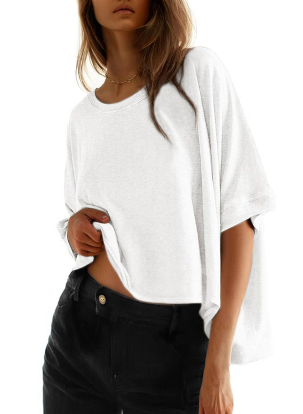 Dokotoo Oversized Tops Summer Shirts 2026 Fall T Shirts for Women Basic Tee