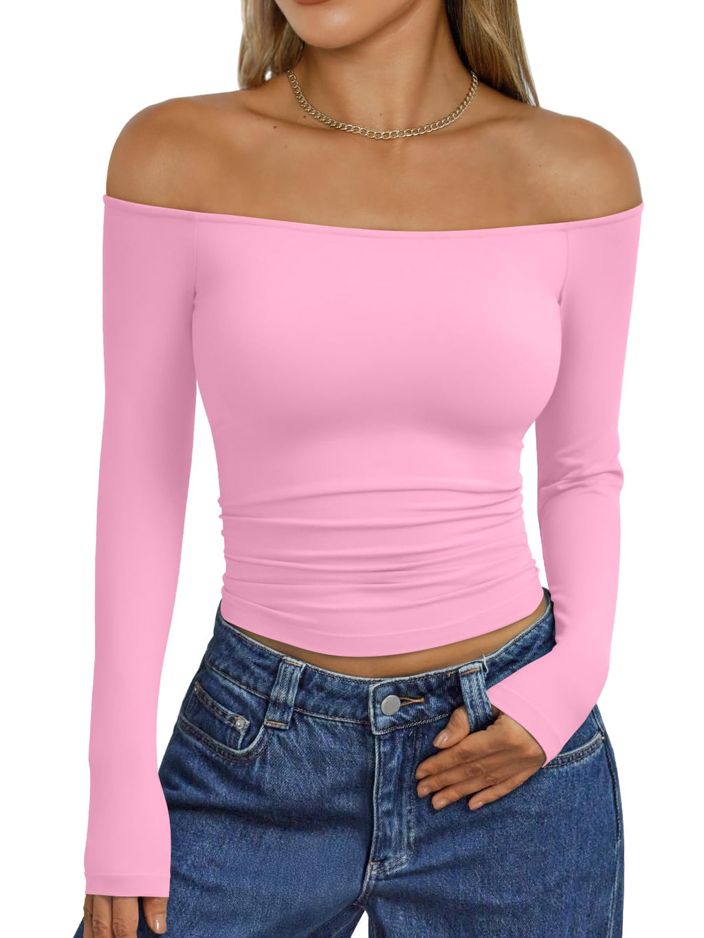 Trendy Queen Womens Off The Shoulder Tops Going Out Basic Sexy T Shirts