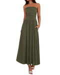 BTFBM Summer Maxi Dresses for Women Strapless Tube Top Dress
