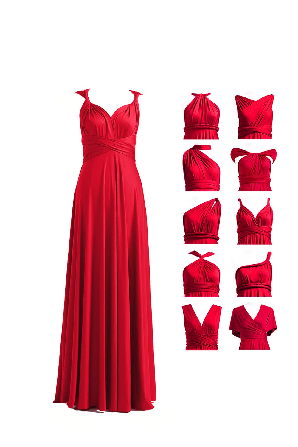 72styles Maxi Infinity Dress for Bridesmaids, Convertible Multi-Way Wrap