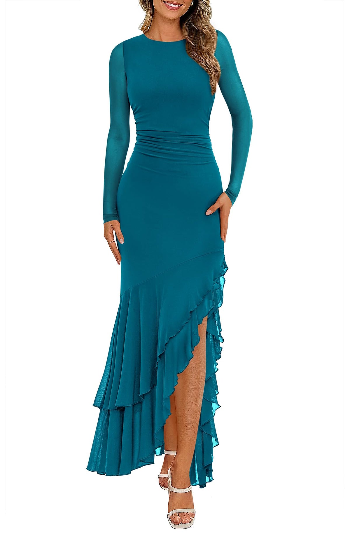 BTFBM Women's Maxi Dresses Fall 2026 Long Sleeve Wedding Guest Dress