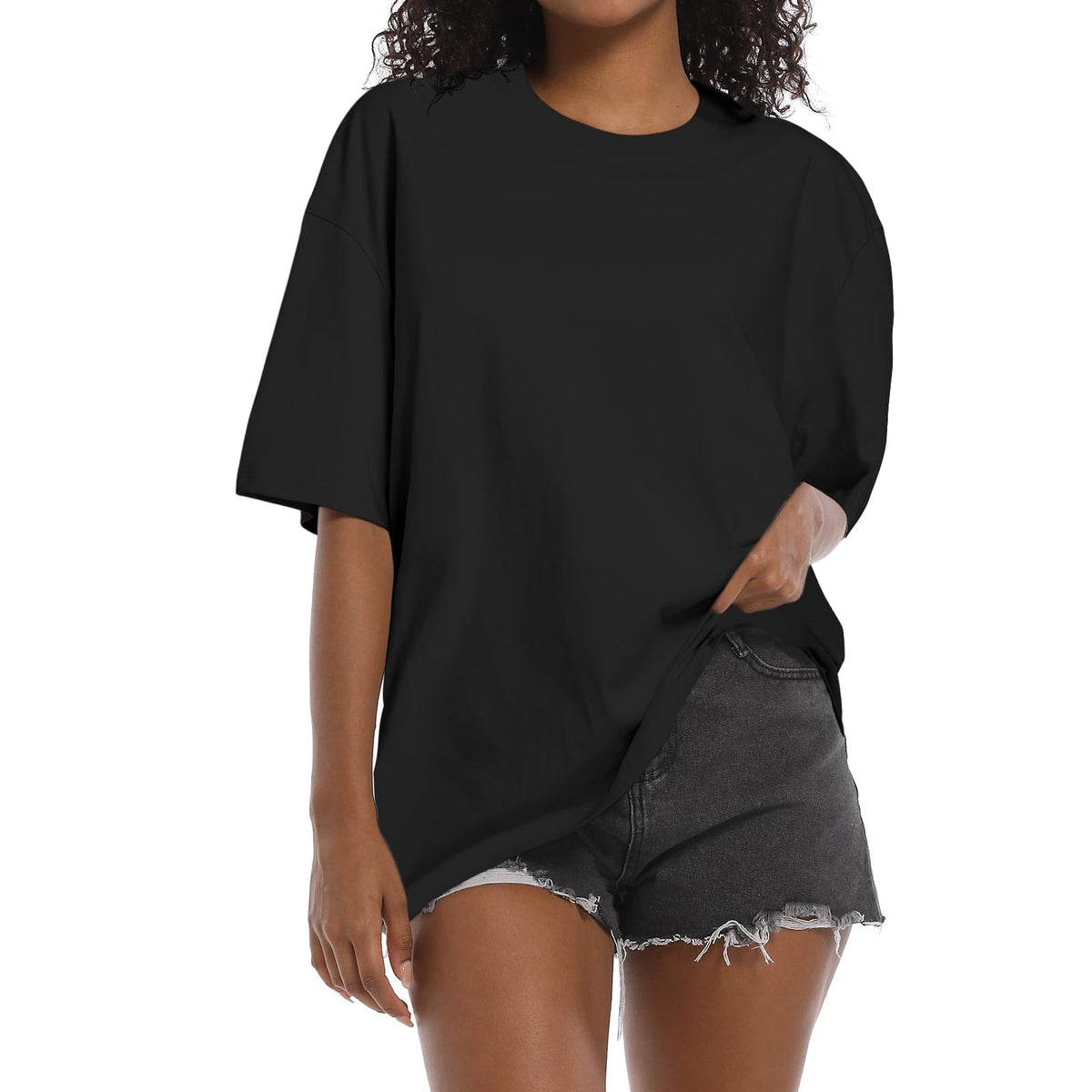 Womens Washed Vintage Oversized T-Shirt Baggy Workout Tops Short Sleeve Cotton Tshirts Streetwear Boyfriend Tee