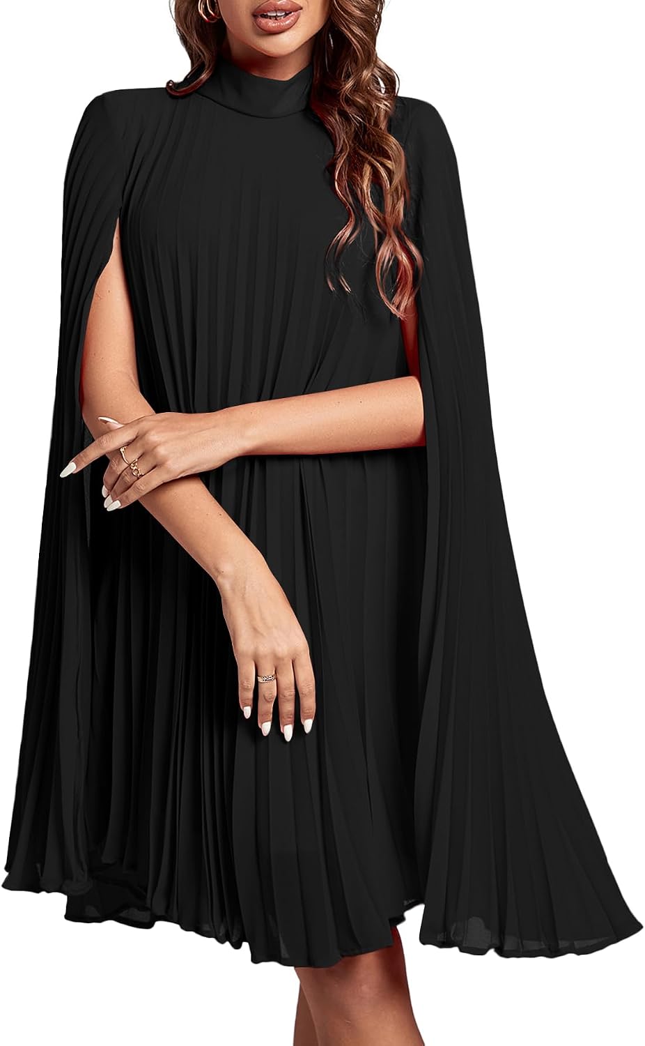Rooscier Women's Cloak Sleeve Party Midi Dress