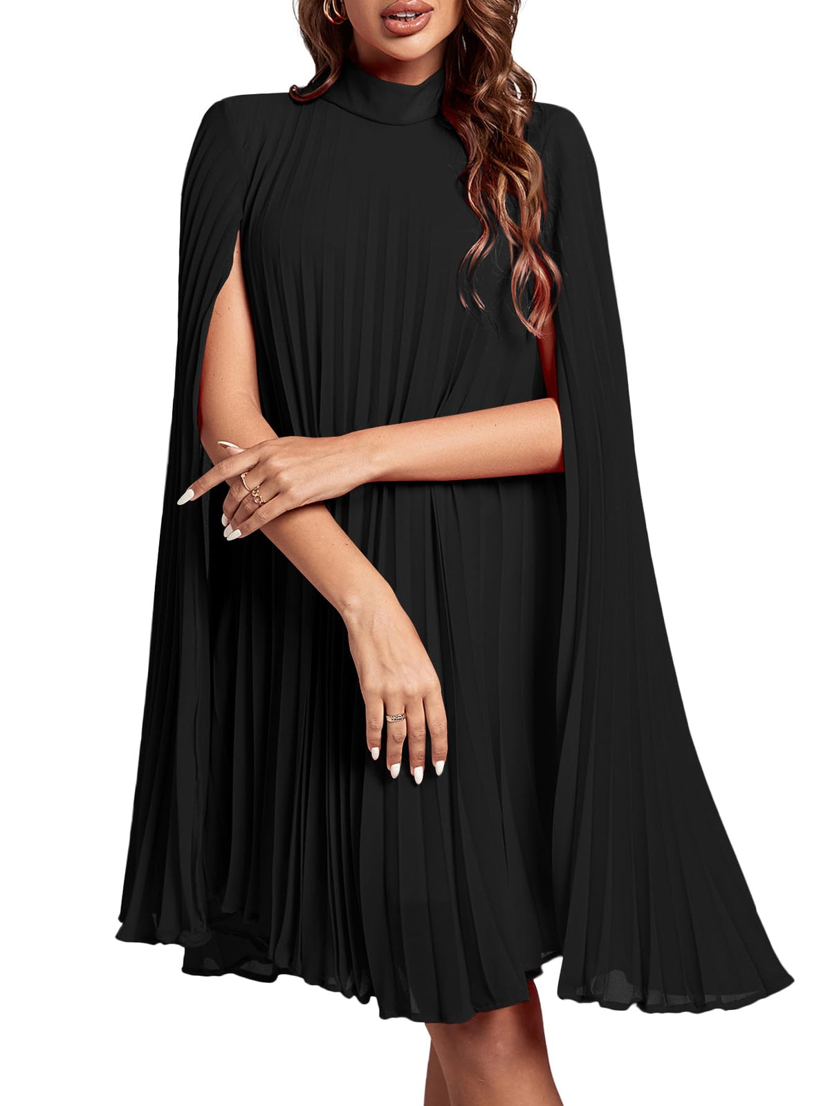 Rooscier Women's Cloak Sleeve Party Midi Dress