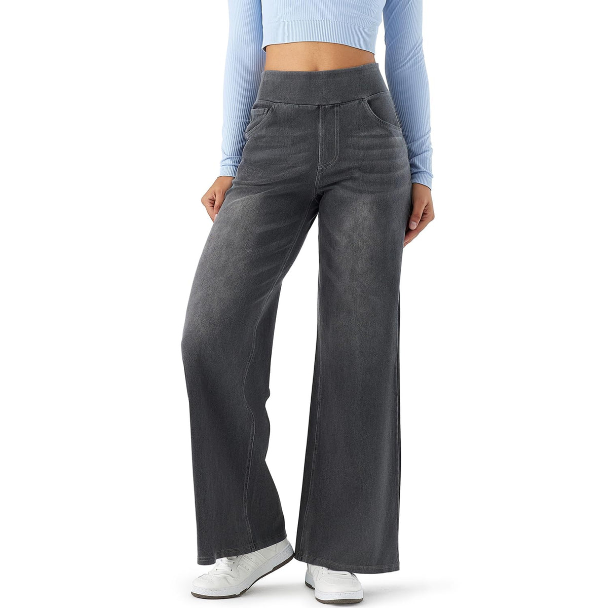 Women's High Rise Wide Leg Jeans Comfort