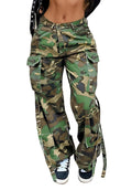 LKOUS Women's Cargo Baggy Straight Jeans Streetwear Y2K Multi Pocket