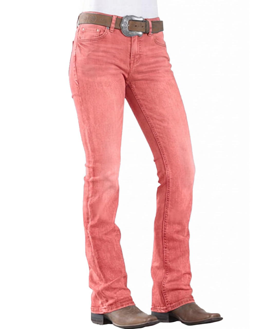 Women's Mid Rise Bootcut Jeans Western Stretchy Straight Leg Denim Pants