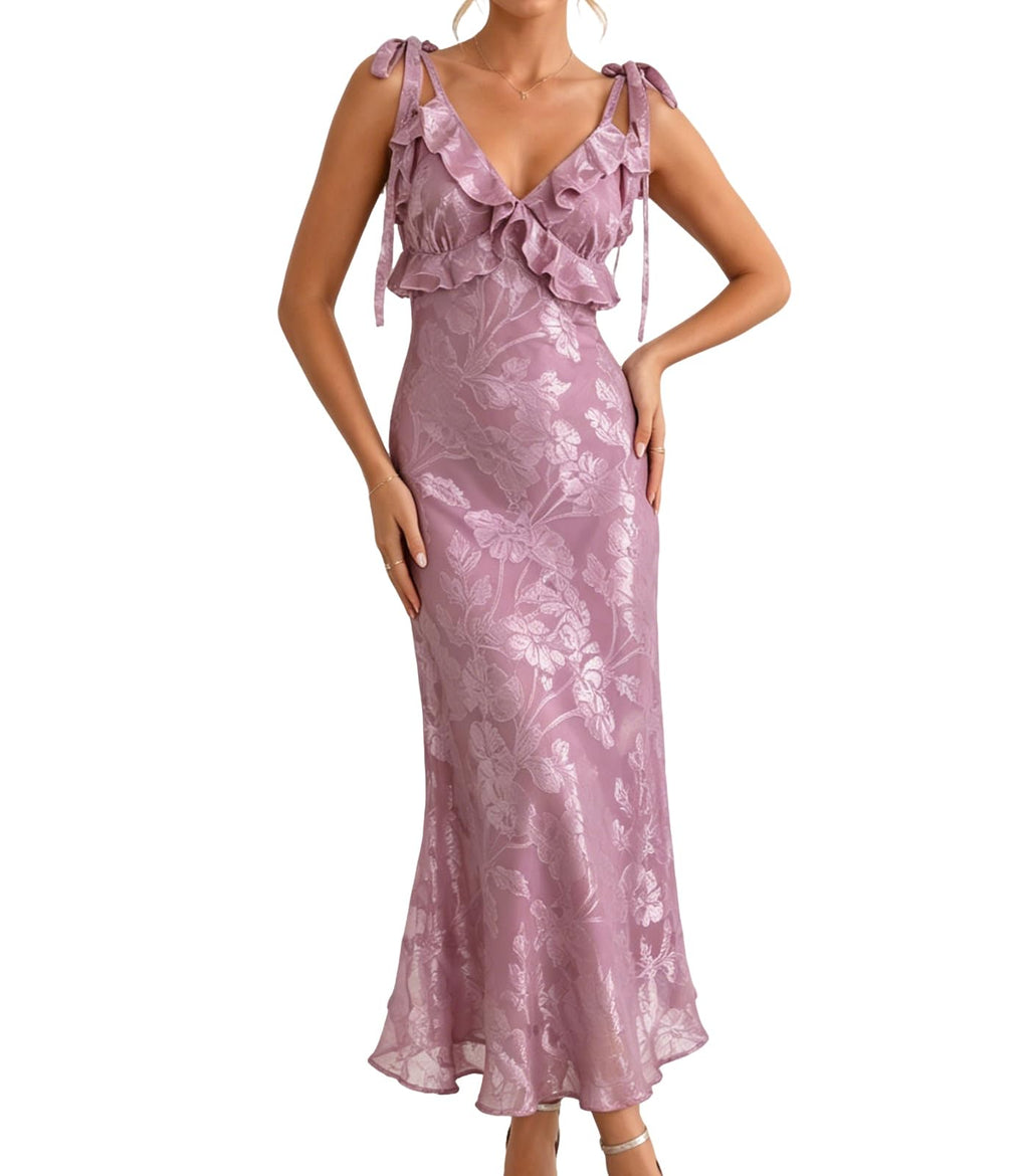 RIHOAS Boho Midi Floral Dress - Elegant Flowy Sundress | Formal-Inspired Outfit for Wedding Guest | Spring Summer Party Dress