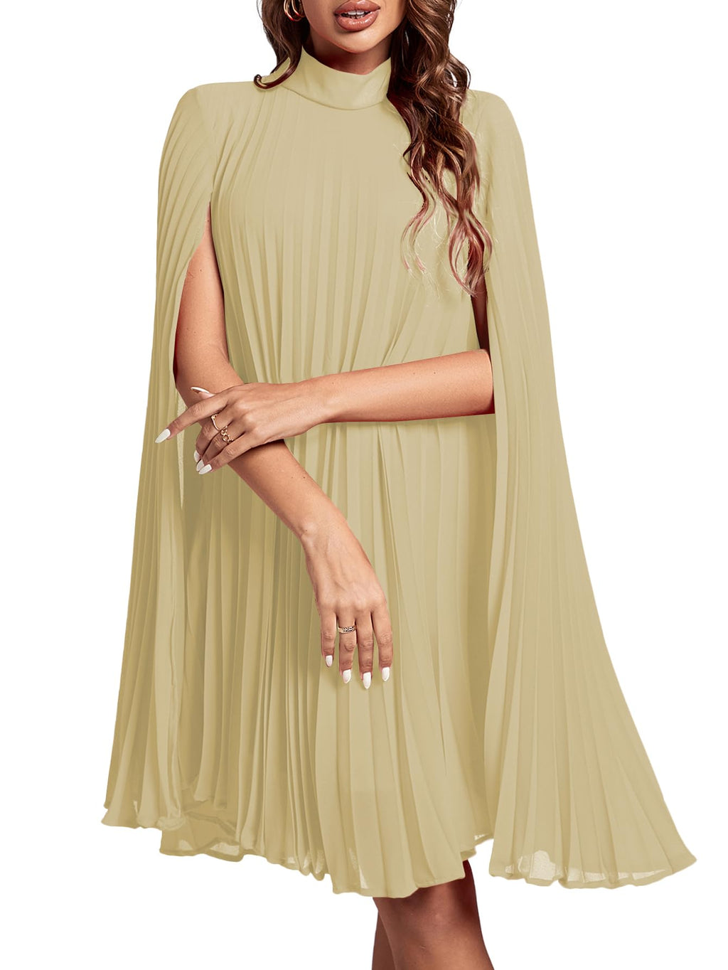 Rooscier Women's Cloak Sleeve Party Midi Dress