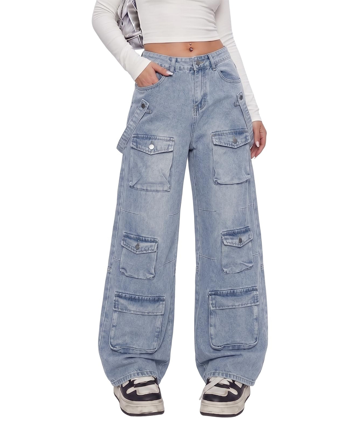 Cargo Jeans for Women Low Waist Baggy Pants Y2k
