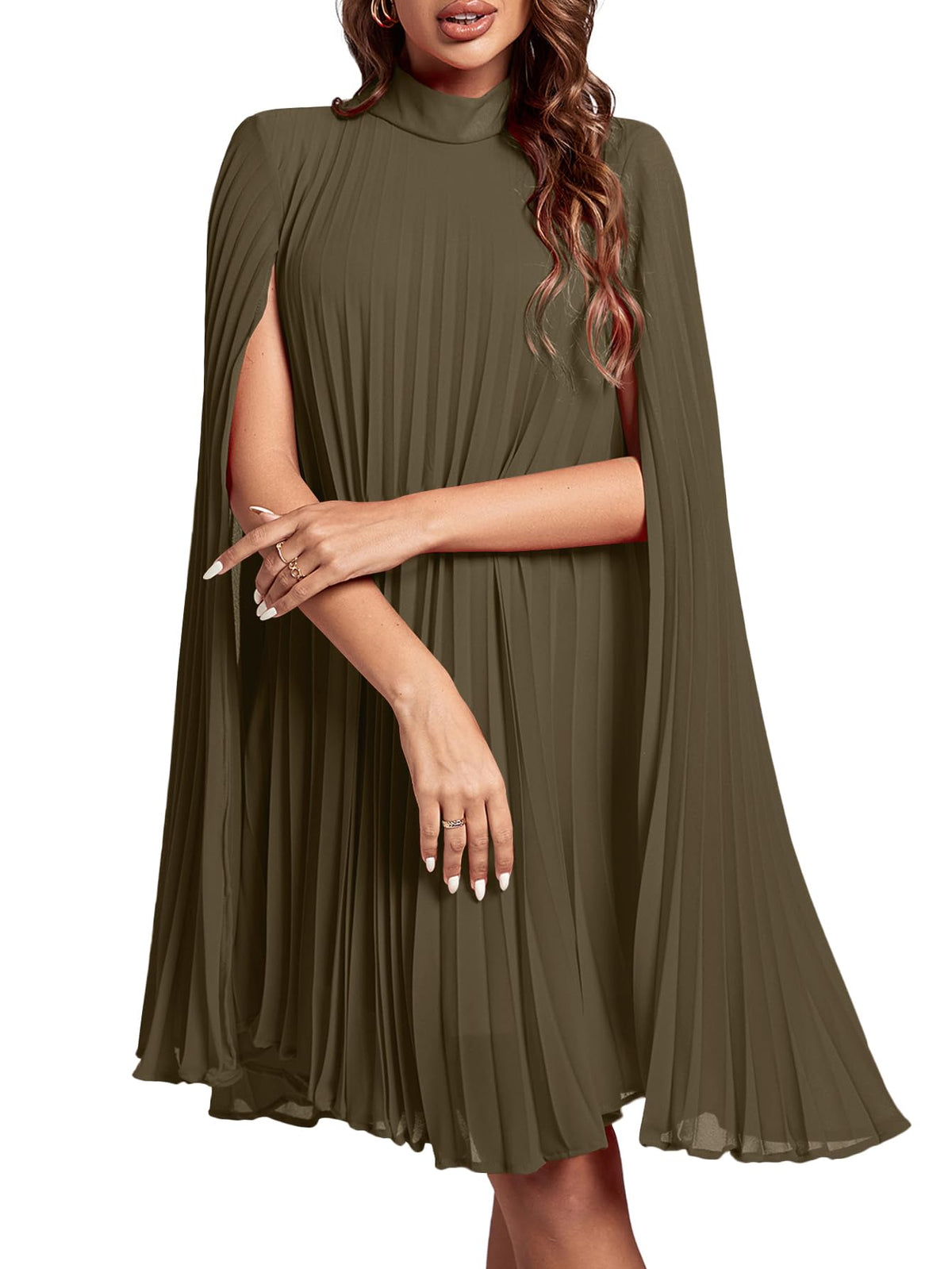 Rooscier Women's Cloak Sleeve Party Midi Dress