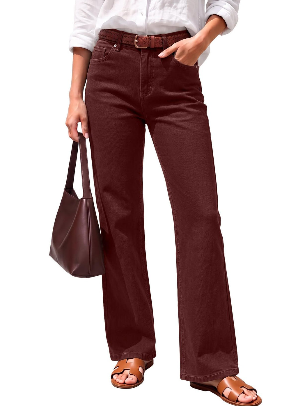 Sidefeel Women's High Waisted Wide Straight Leg Jeans