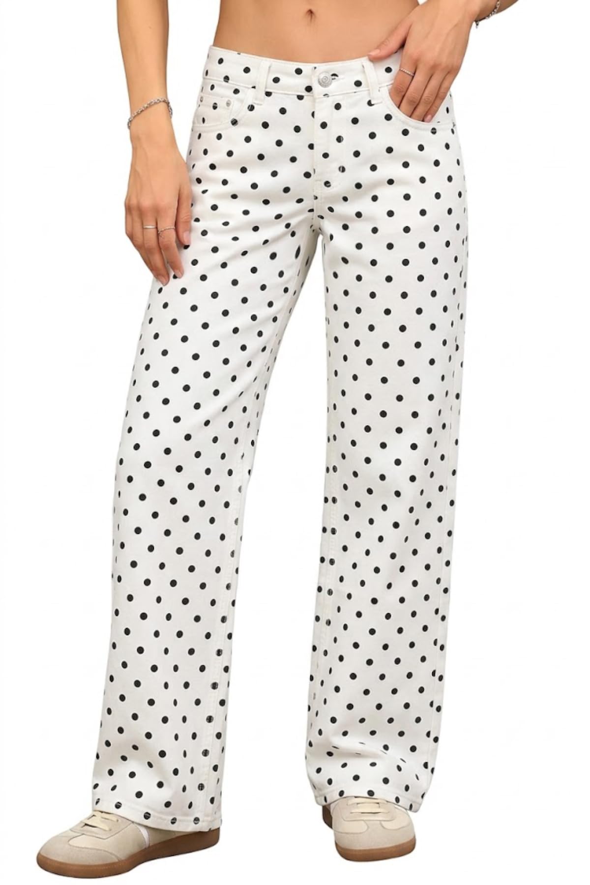 ELLEVEN Low Rise Baggy Jeans for Women, Straight Leg Denim Pants
