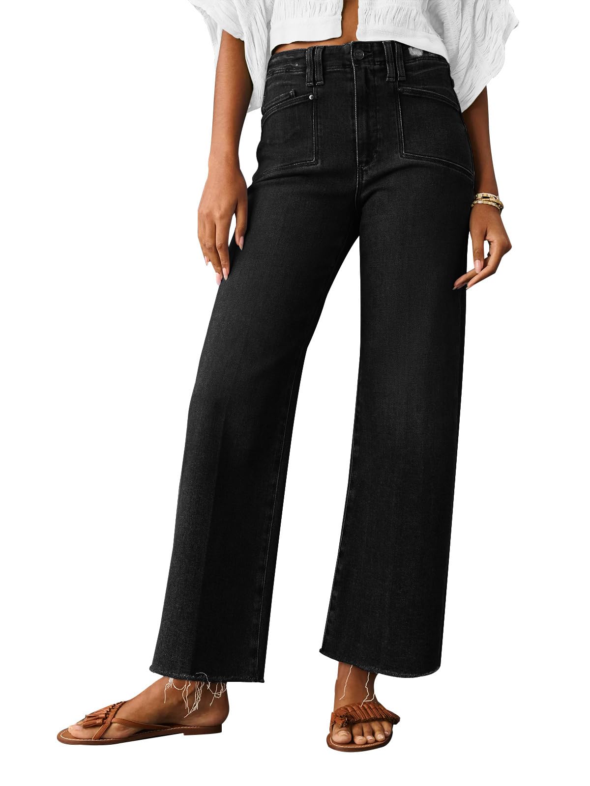KUNMI Jeans for Women Wide Leg Baggy High Waist Boyfriends Straight Leg Stretchy Denim Pants Trendy Fall 2026