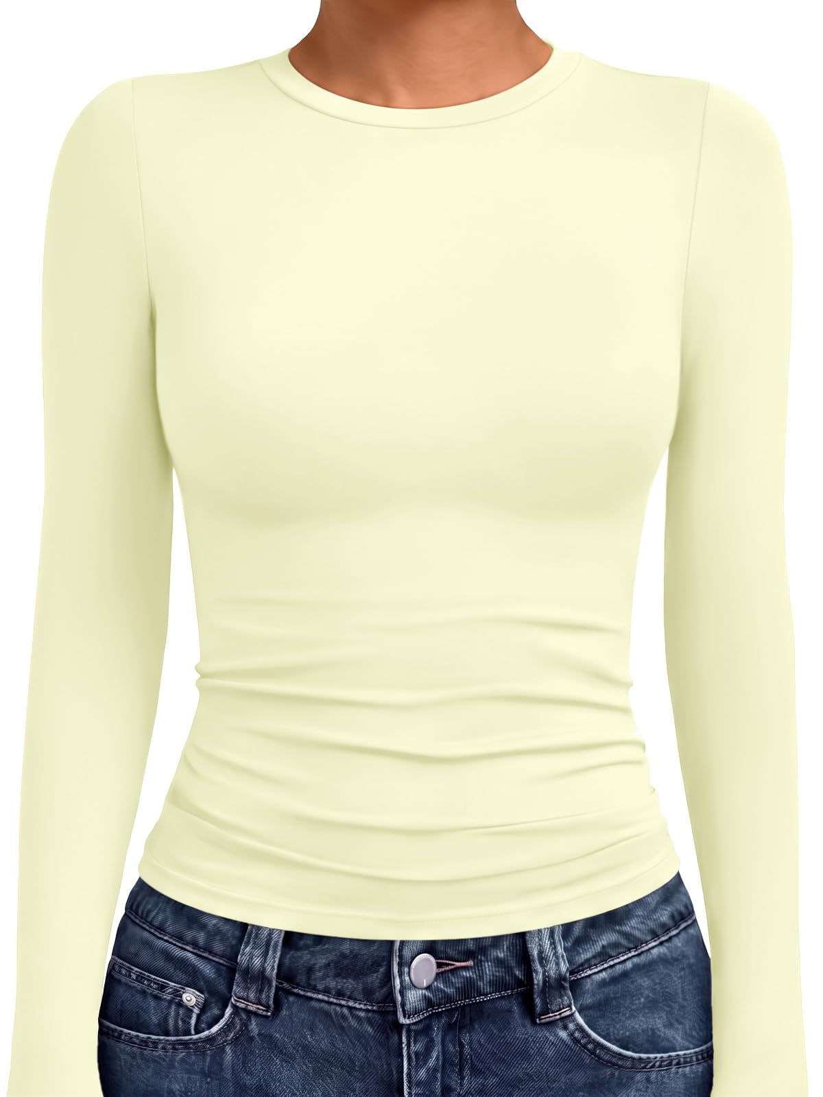 AUTOMET Womens Crew Neck Long Sleeve Shirts Compression Underscrubs Tops