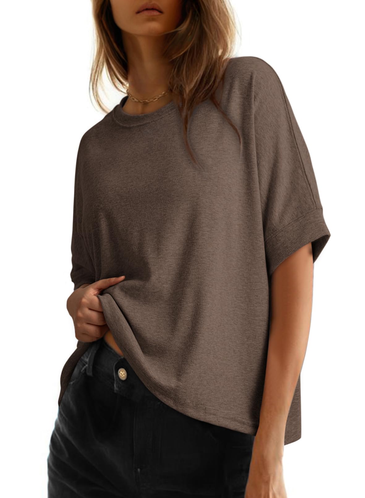 Dokotoo Oversized Tops Summer Shirts 2026 Fall T Shirts for Women Basic Tee