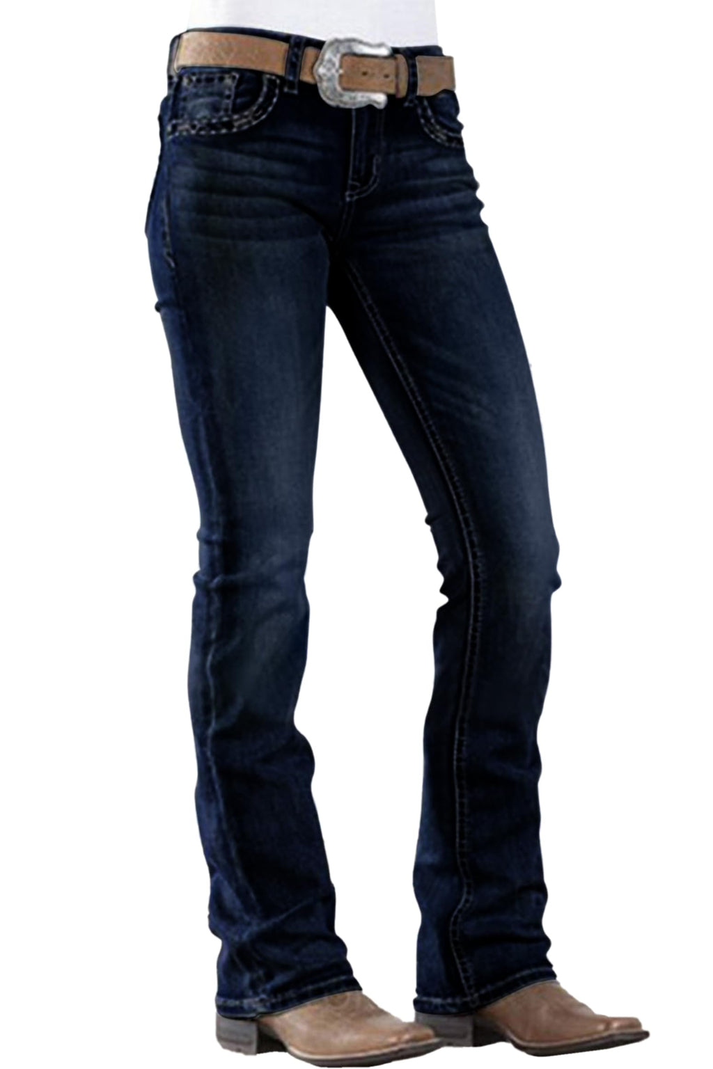 Women's Mid Rise Bootcut Jeans Western Stretchy Straight Leg Denim Pants