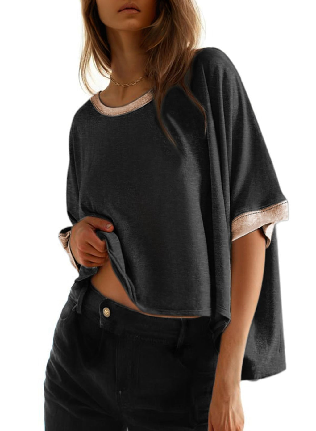 Dokotoo Oversized Tops Summer Shirts 2026 Fall T Shirts for Women Basic Tee