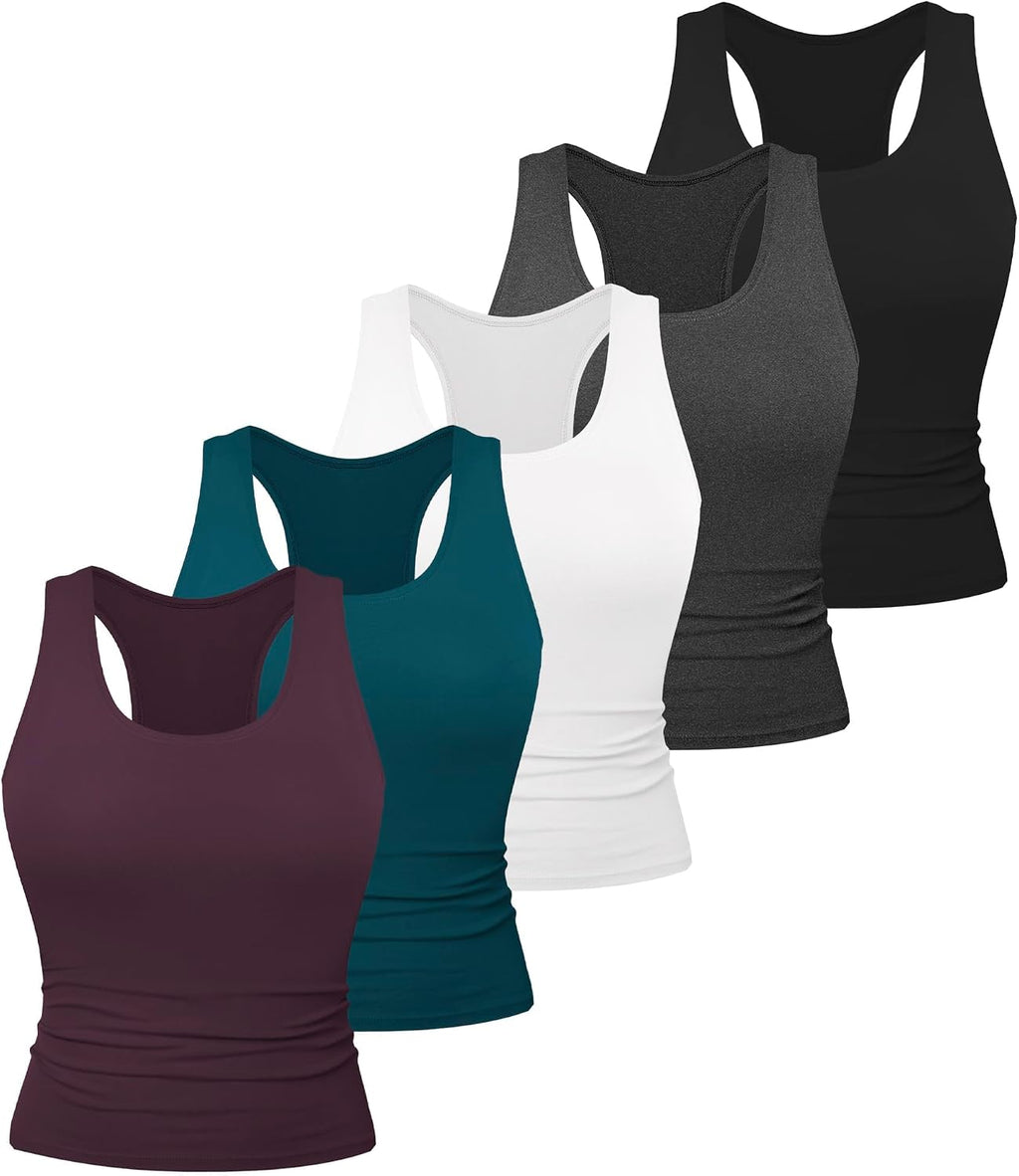 Dalavch 5 Pack Women's Workout Racerback Tank Tops No Built-in Bra