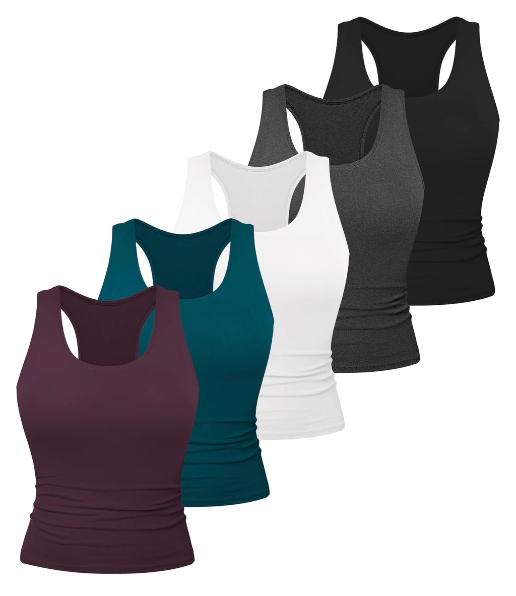 Dalavch 5 Pack Women's Workout Racerback Tank Tops No Built-in Bra