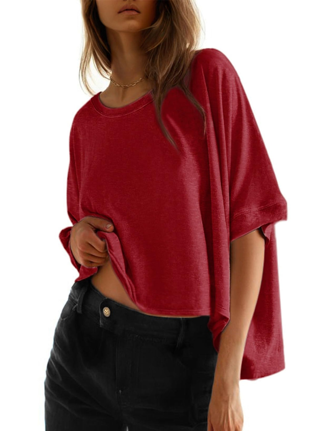 Dokotoo Oversized Tops Summer Shirts 2026 Fall T Shirts for Women Basic Tee