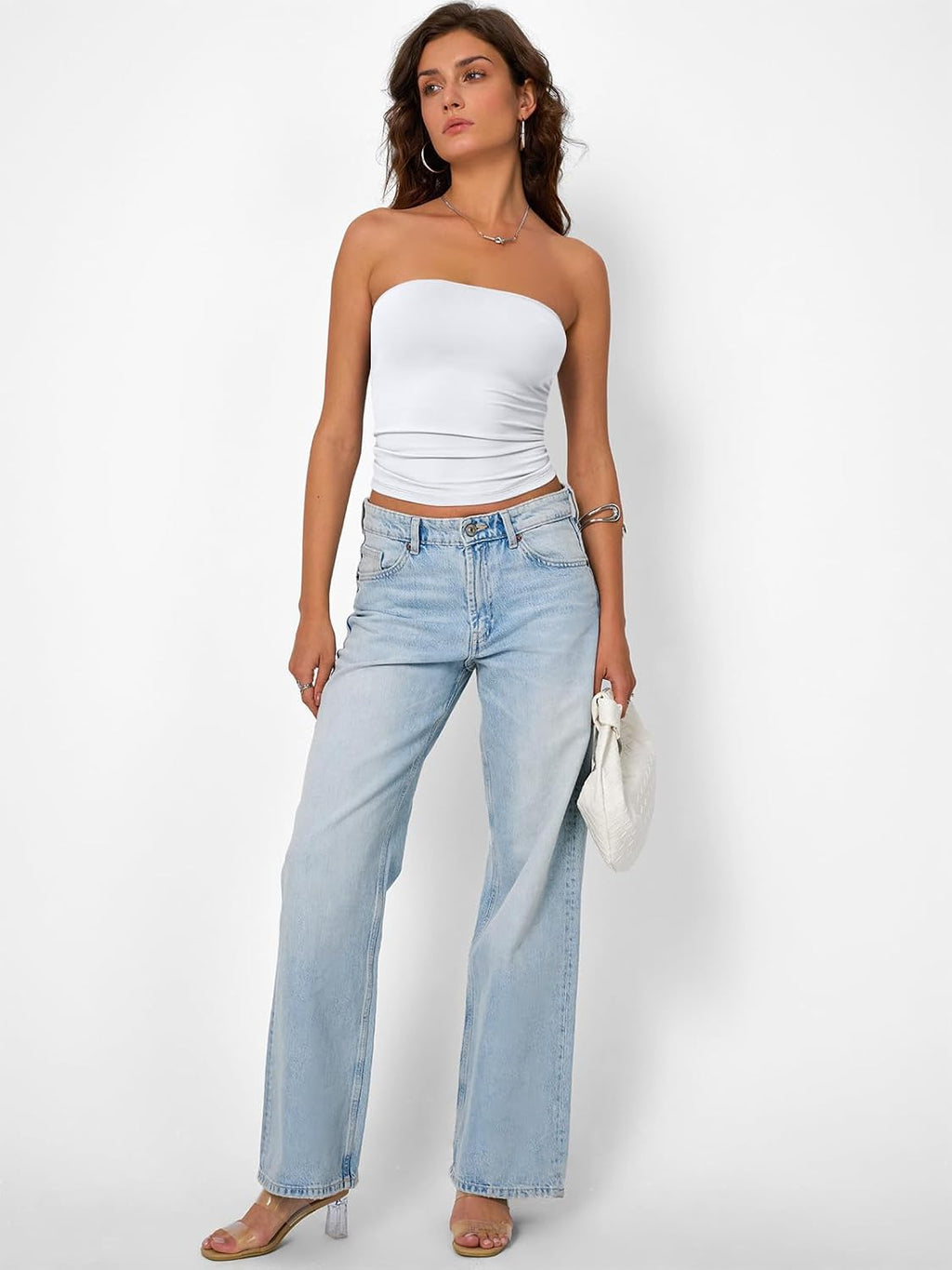 Trendy Queen Women's Strapless Bandeau Crop Top
