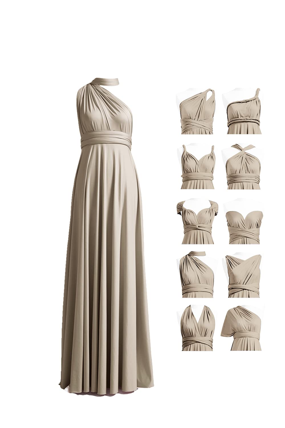 72styles Maxi Infinity Dress for Bridesmaids, Convertible Multi-Way Wrap