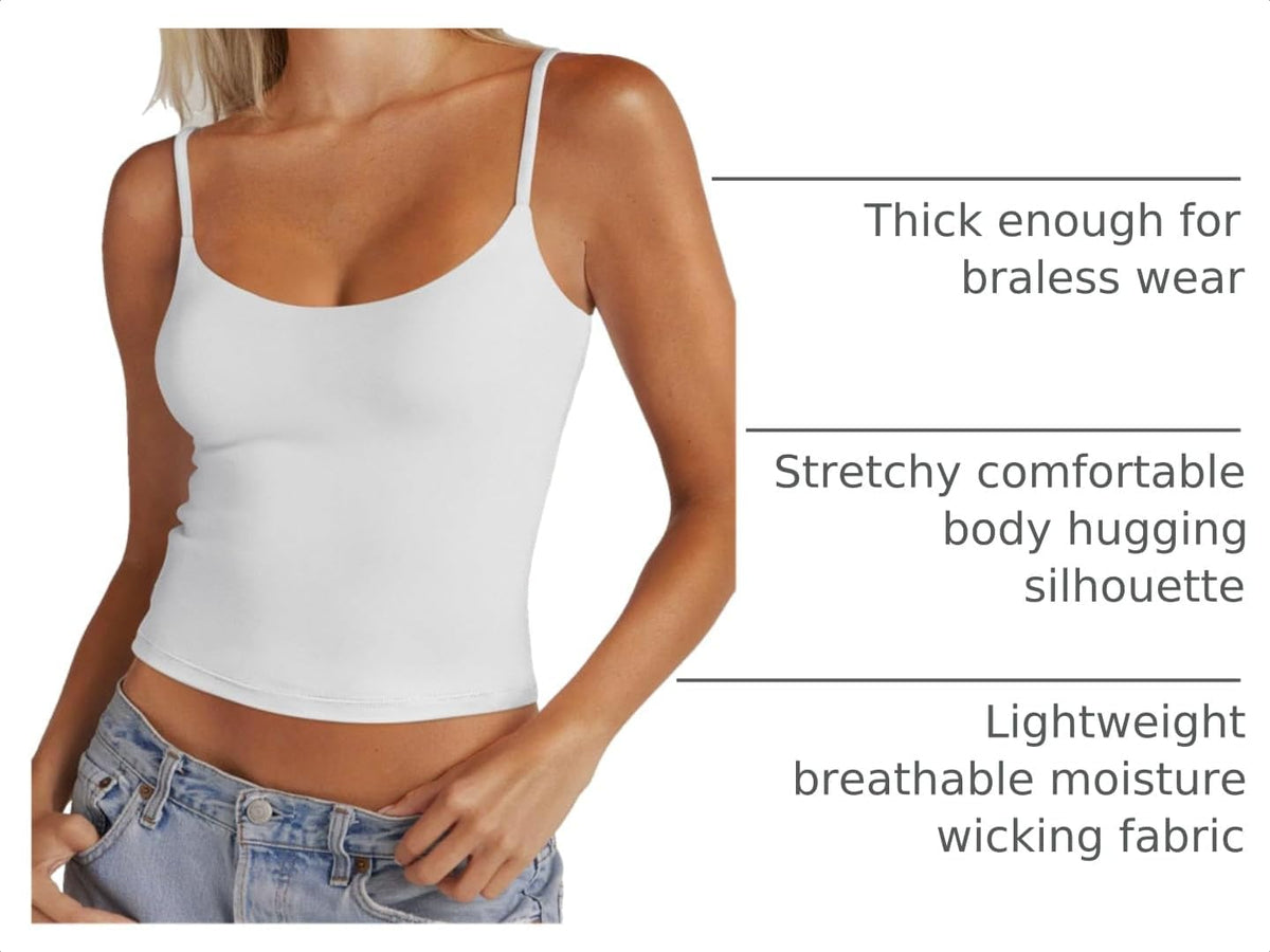 PINKMSTYLE Women's Basic Double Lined Scoop Neck Tank Tops Summer Cami Top