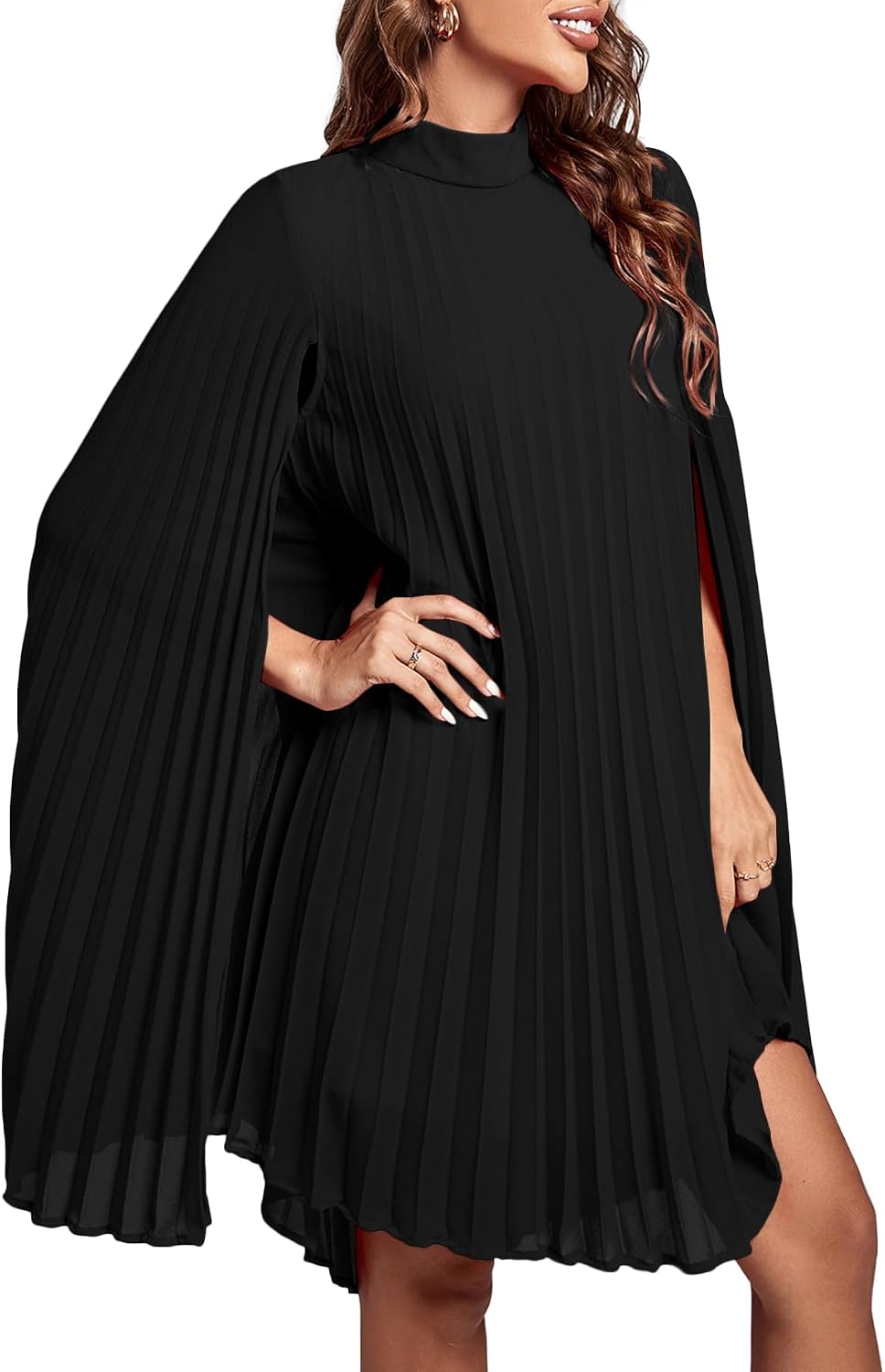 Rooscier Women's Cloak Sleeve Party Midi Dress