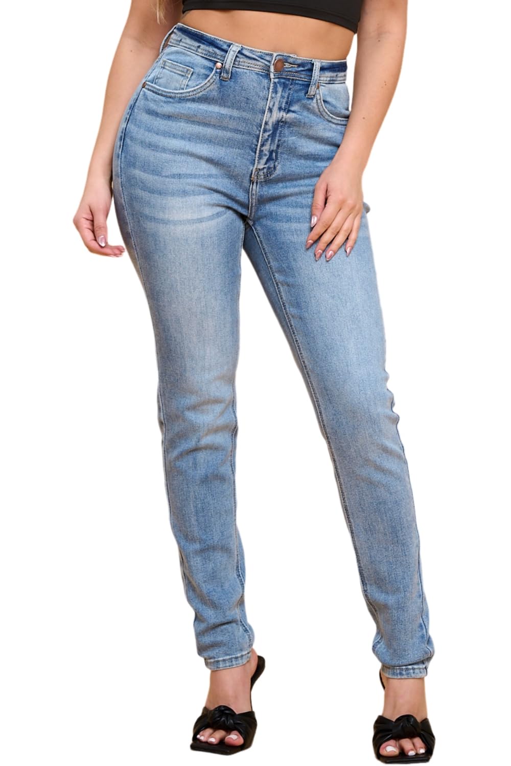 High Waisted-Rise Colored Stretch Skinny Destroyed Ripped Distressed Jeans for Women Olive Mustard RED