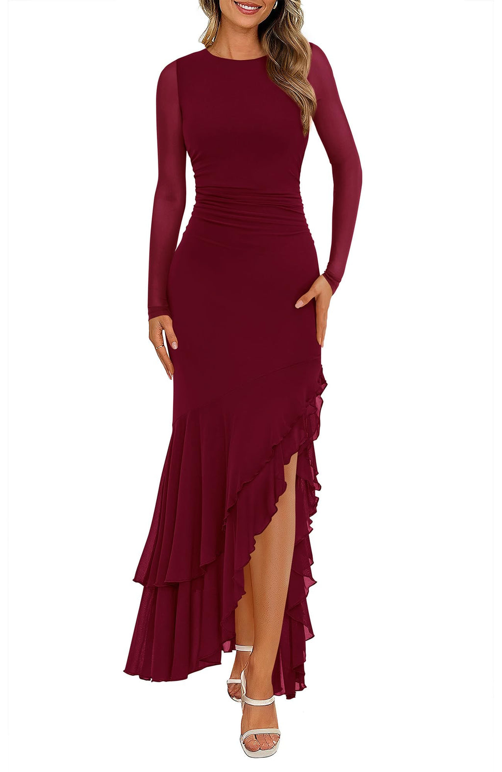 BTFBM Women's Maxi Dresses Fall 2026 Long Sleeve Wedding Guest Dress
