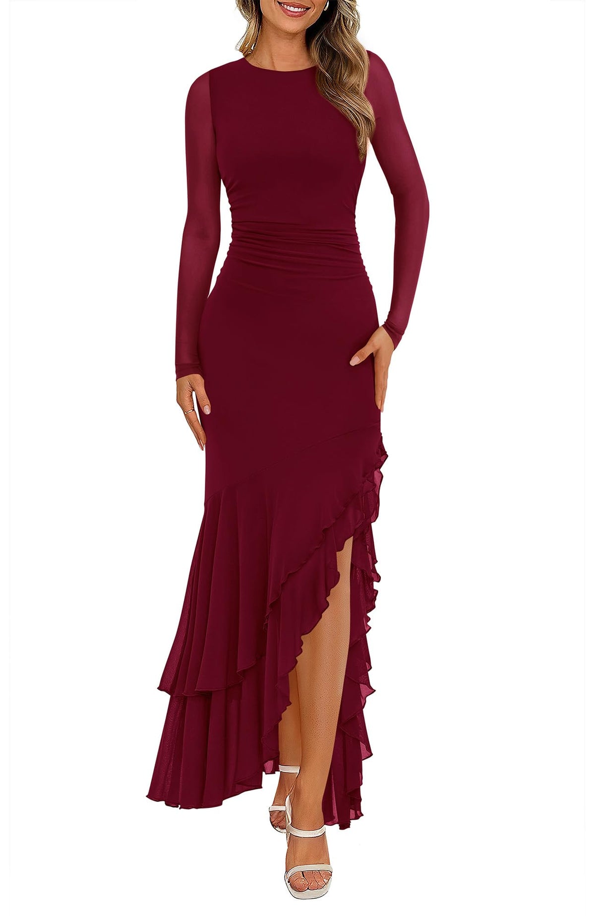 BTFBM Women's Maxi Dresses Fall 2026 Long Sleeve Wedding Guest Dress