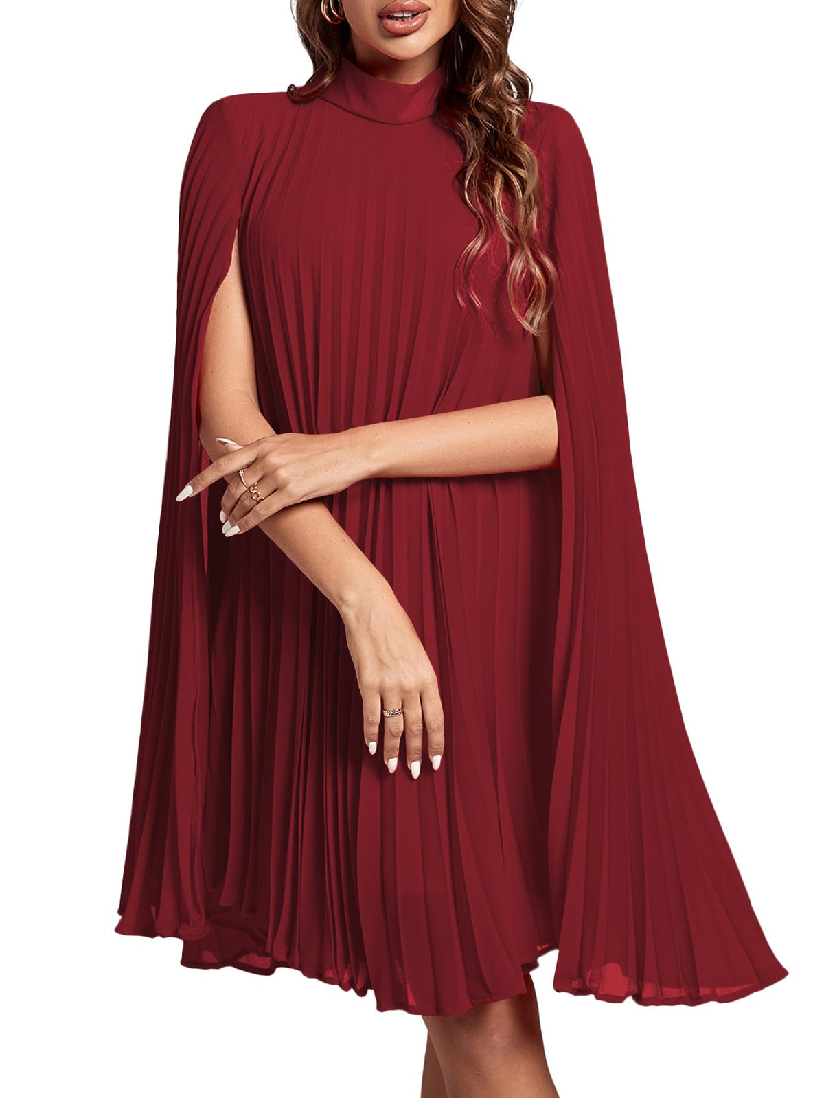 Rooscier Women's Cloak Sleeve Party Midi Dress