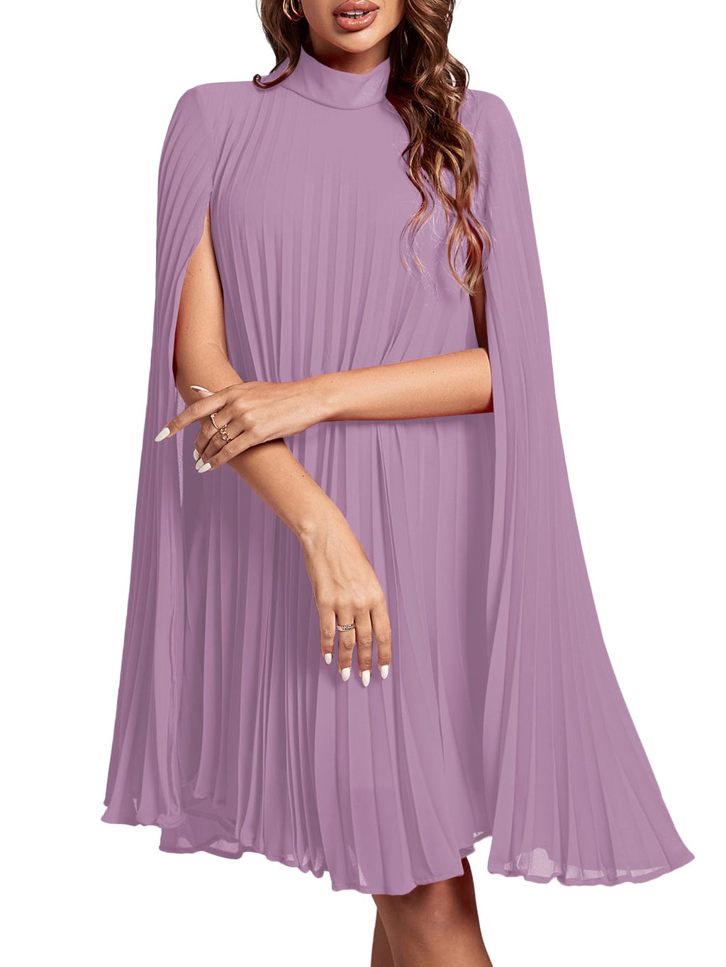 Rooscier Women's Cloak Sleeve Party Midi Dress