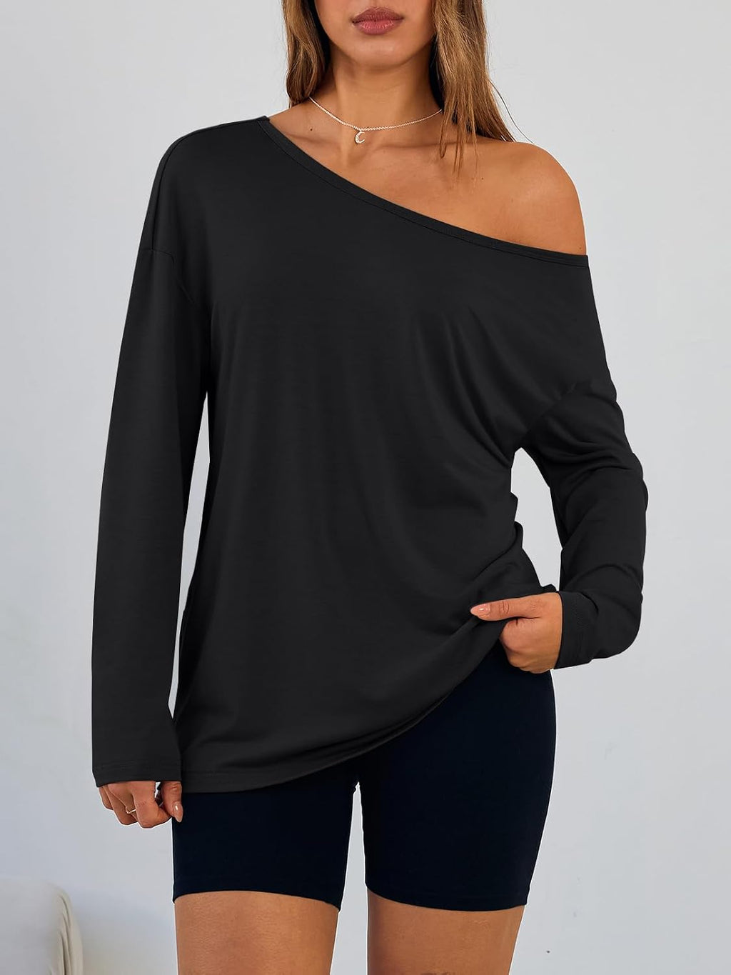Trendy Queen Womens Off The Shoulder Oversized Tops