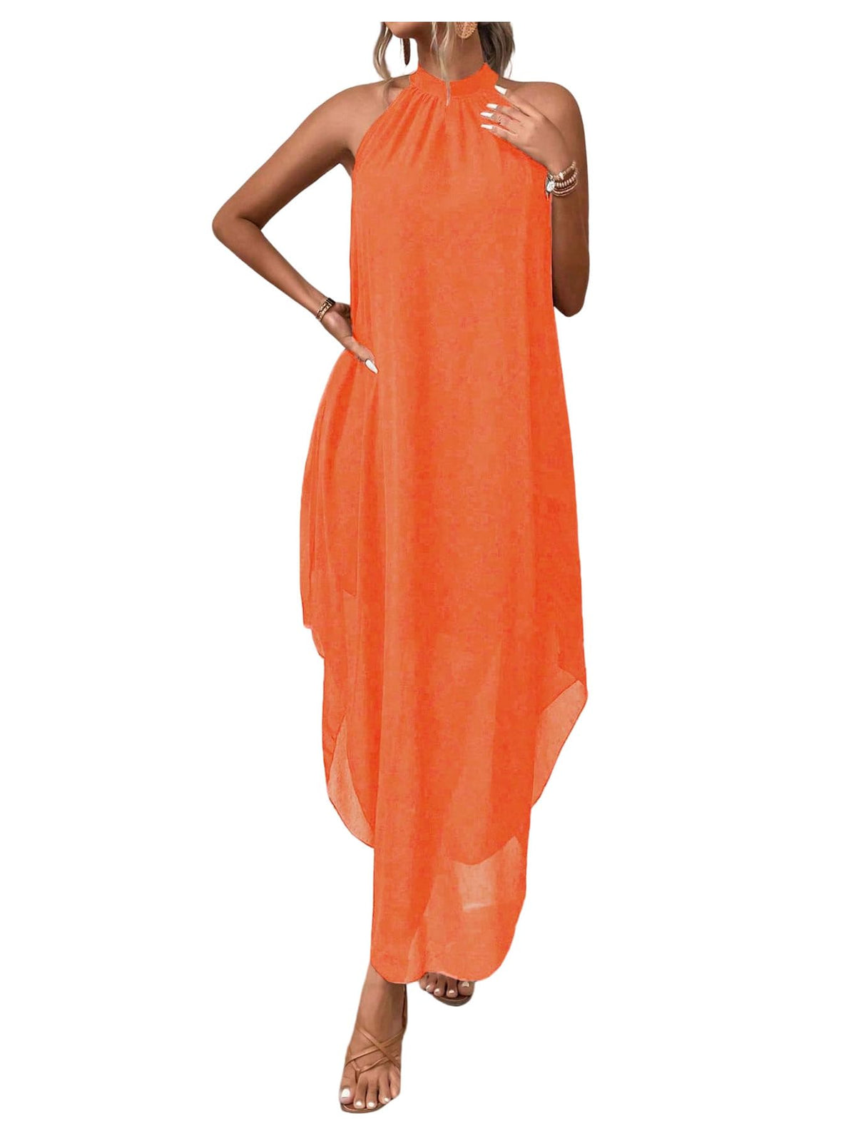 Verdusa Women’s Formal Wedding Guest Dress Halter Flowy Chiffon Long Dress